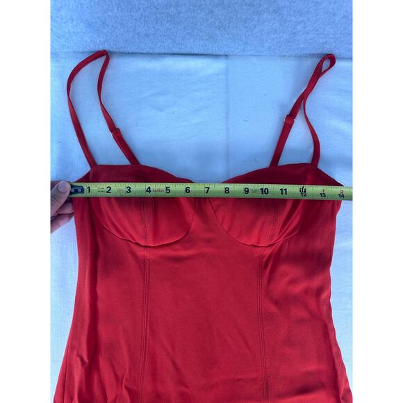 J Crew Women's sz 0 Crepe Bustier Poppy Red Dress Side Slit Night Out Date Night - Picture 7 of 12